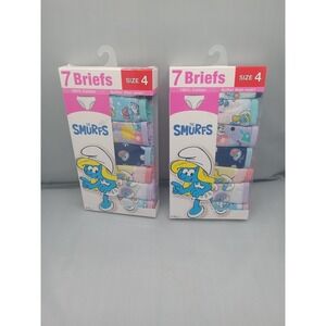 The Smurfs Girls' Briefs  Size 4 / 2 Packs (14 Total)  100% Cotton New